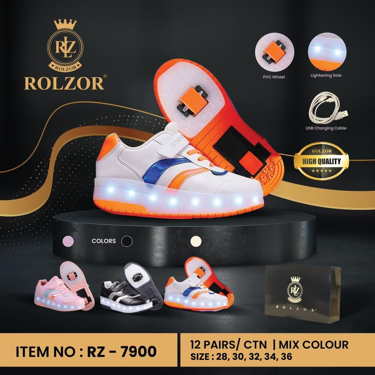 کفش کتونی وارداتی اسکیتی چراغدار برند ROLZOR
