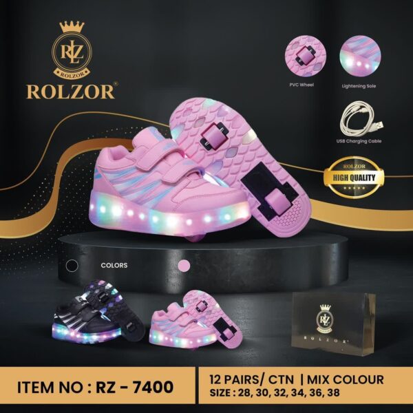 کفش کتونی وارداتی اسکیتی چراغدار برند ROLZOR - تصویر 2