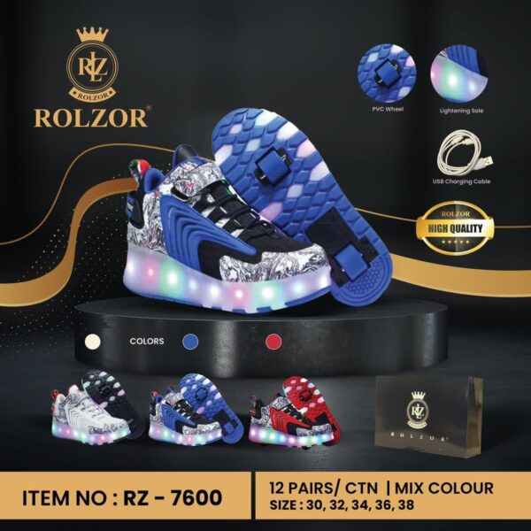 کفش کتونی وارداتی اسکیتی چراغدار برند ROLZOR - تصویر 3